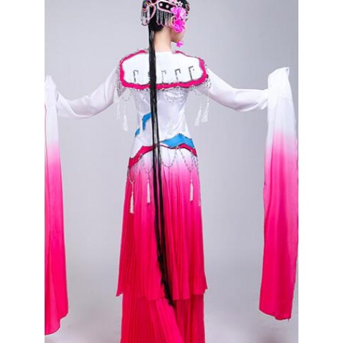 Women's Chinese folk dance costumes ancient opera water fall sleeves pecking drama traditional dance stage performance costumes